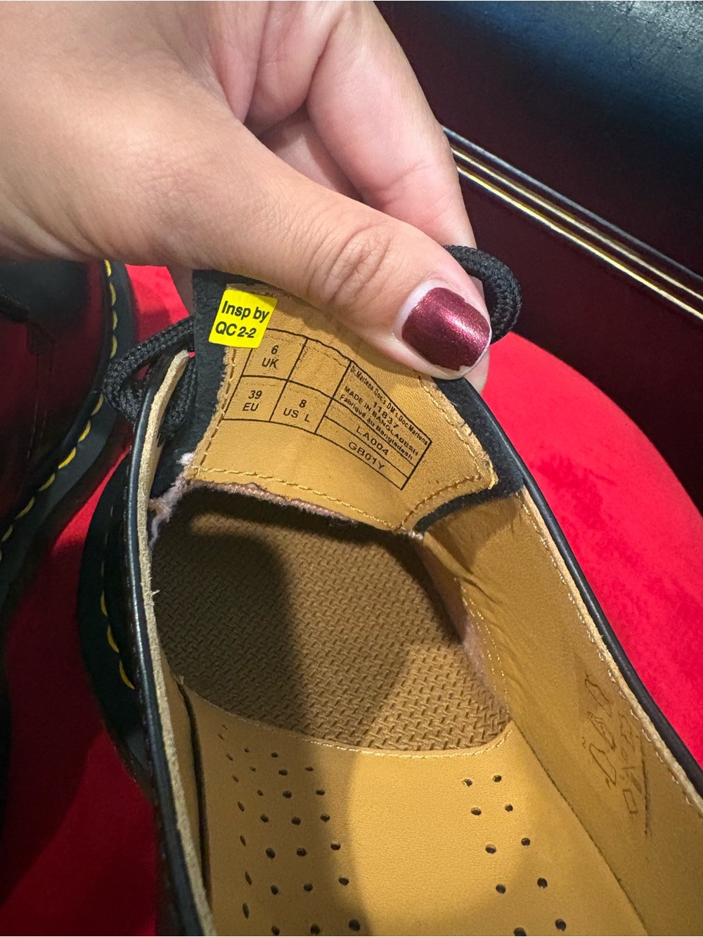 Dr. Martens Black 3-Eye Oxford with Yellow Stitching - Picture 6 of 7